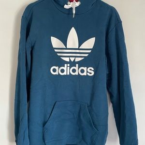 Blue adidas classic logo hoodie